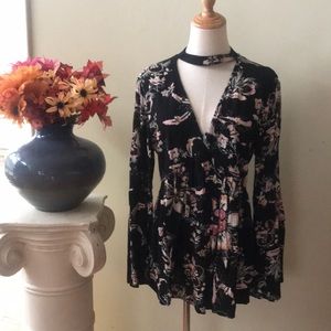 A.N.A choker tunic top with bell sleeves